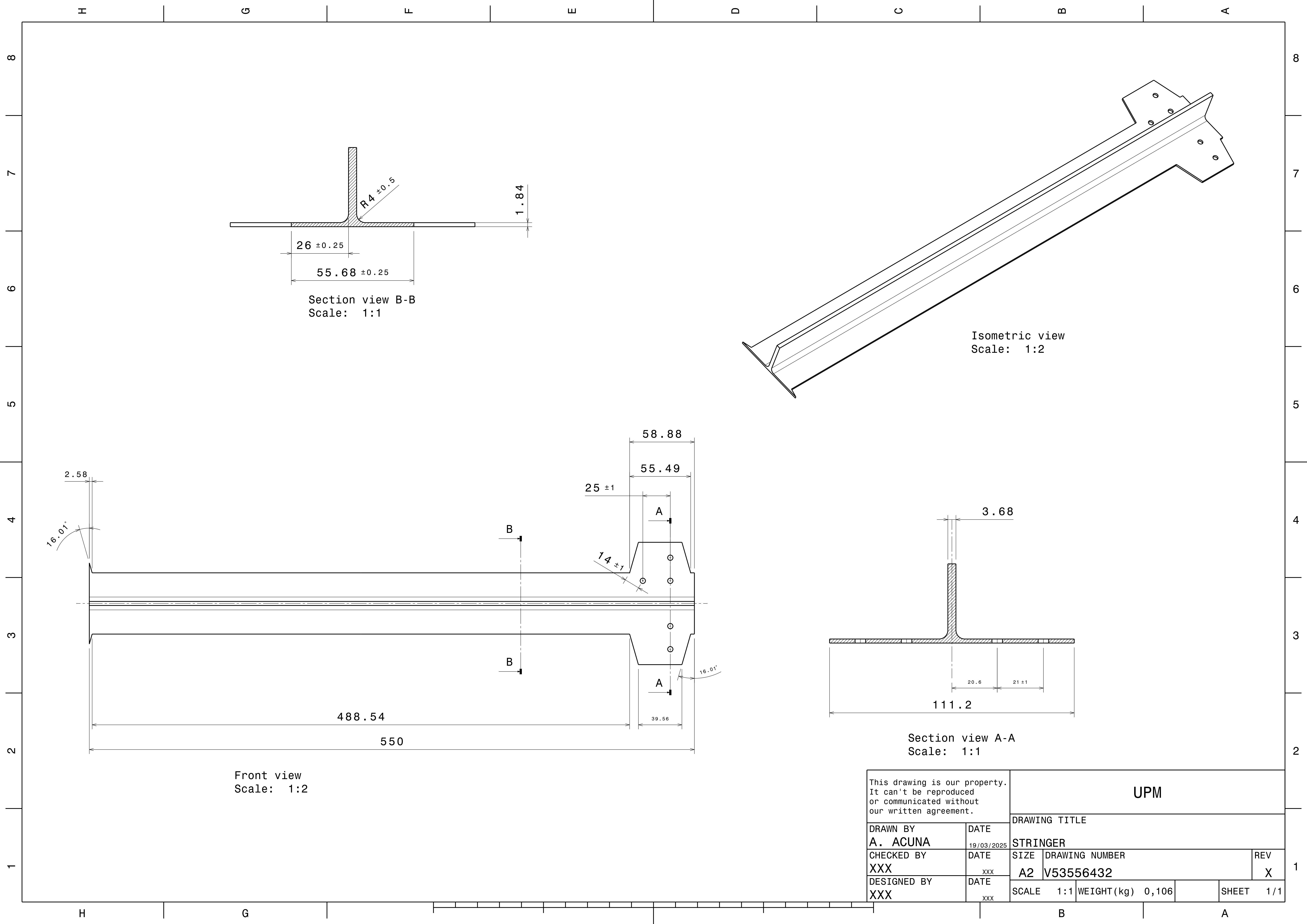 Drawing of the Stringer