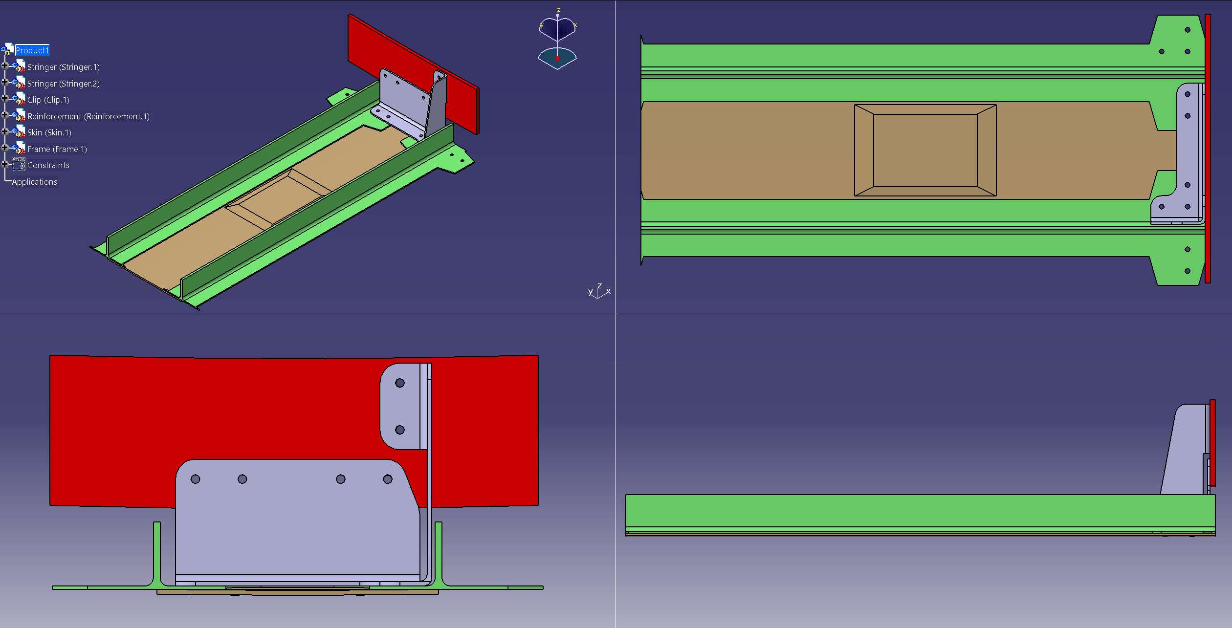 Master geometry: frames and stringers on fuselage surface
